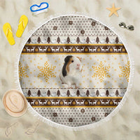 Guinea Pig Christmas Beach Blanket with Snowflakes Trees and Reindeer Pattern - Wonder Print Shop