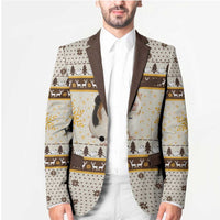 Guinea Pig Christmas Blazer with Snowflakes Trees and Reindeer Pattern - Wonder Print Shop