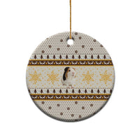 Guinea Pig Christmas Ceramic Ornament with Snowflakes Trees and Reindeer Pattern - Wonder Print Shop