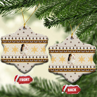 Guinea Pig Christmas Ceramic Ornament with Snowflakes Trees and Reindeer Pattern - Wonder Print Shop