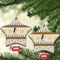 Guinea Pig Christmas Ceramic Ornament with Snowflakes Trees and Reindeer Pattern - Wonder Print Shop