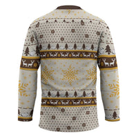 Guinea Pig Christmas Hockey Jersey with Snowflakes Trees and Reindeer Pattern - Wonder Print Shop