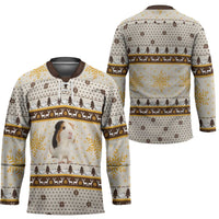Guinea Pig Christmas Hockey Jersey with Snowflakes Trees and Reindeer Pattern - Wonder Print Shop