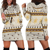 Guinea Pig Christmas Hoodie Dress with Snowflakes Trees and Reindeer Pattern - Wonder Print Shop