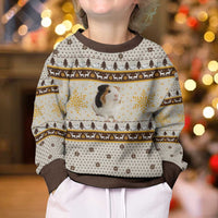 Guinea Pig Christmas Kid Ugly Christmas Sweater with Snowflakes Trees and Reindeer Pattern - Wonder Print Shop