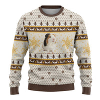 Guinea Pig Christmas Ugly Christmas Sweater with Snowflakes Trees and Reindeer Pattern - Wonder Print Shop