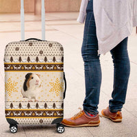 Guinea Pig Christmas Luggage Cover with Snowflakes Trees and Reindeer Pattern - Wonder Print Shop