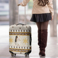 Guinea Pig Christmas Luggage Cover with Snowflakes Trees and Reindeer Pattern - Wonder Print Shop