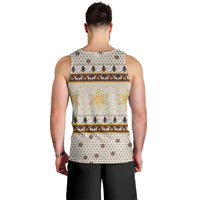 Guinea Pig Christmas Men Tank Top with Snowflakes Trees and Reindeer Pattern - Wonder Print Shop