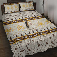 Guinea Pig Christmas Quilt Bed Set with Snowflakes Trees and Reindeer Pattern - Wonder Print Shop