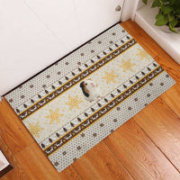 Guinea Pig Christmas Rubber Doormat with Snowflakes Trees and Reindeer Pattern - Wonder Print Shop