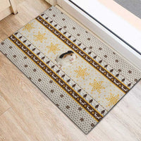 Guinea Pig Christmas Rubber Doormat with Snowflakes Trees and Reindeer Pattern - Wonder Print Shop