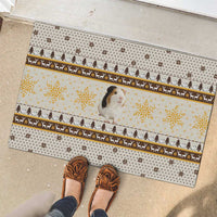 Guinea Pig Christmas Rubber Doormat with Snowflakes Trees and Reindeer Pattern - Wonder Print Shop