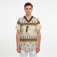 Guinea Pig Christmas Scrub Top with Snowflakes Trees and Reindeer Pattern - Wonder Print Shop