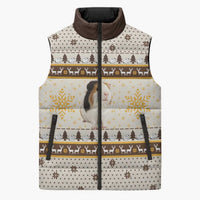 Guinea Pig Christmas Sleeveless Puffer Jacket with Snowflakes Trees and Reindeer Pattern - Wonder Print Shop