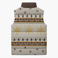 Guinea Pig Christmas Sleeveless Puffer Jacket with Snowflakes Trees and Reindeer Pattern - Wonder Print Shop