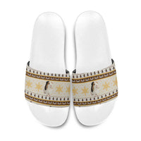 Guinea Pig Christmas Slide Sandals with Snowflakes Trees and Reindeer Pattern - Wonder Print Shop