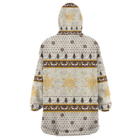 Guinea Pig Christmas Wearable Blanket Hoodie with Snowflakes Trees and Reindeer Pattern - Wonder Print Shop
