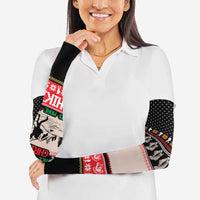 Hiking Christmas Arm Sleeves with Mountains Trees and Winter Holiday Pattern - Wonder Print Shop