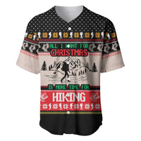 Hiking Christmas Baseball Jersey with Mountains Trees and Winter Holiday Pattern - Wonder Print Shop