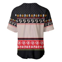 Hiking Christmas Baseball Jersey with Mountains Trees and Winter Holiday Pattern - Wonder Print Shop