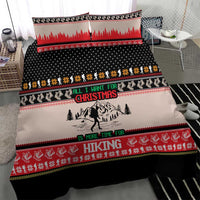 Hiking Christmas Bedding Set with Mountains Trees and Winter Holiday Pattern - Wonder Print Shop