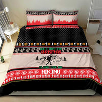 Hiking Christmas Bedding Set with Mountains Trees and Winter Holiday Pattern - Wonder Print Shop