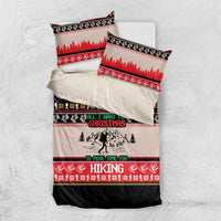 Hiking Christmas Bedding Set with Mountains Trees and Winter Holiday Pattern - Wonder Print Shop