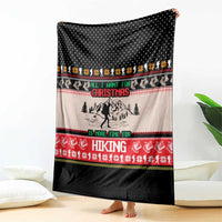 Hiking Christmas Blanket with Mountains Trees and Winter Holiday Pattern - Wonder Print Shop