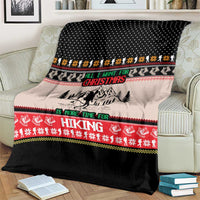 Hiking Christmas Blanket with Mountains Trees and Winter Holiday Pattern - Wonder Print Shop
