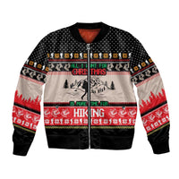 Hiking Christmas Bomber Jacket with Mountains Trees and Winter Holiday Pattern - Wonder Print Shop