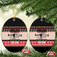 Hiking Christmas Ceramic Ornament with Mountains Trees and Winter Holiday Pattern - Wonder Print Shop