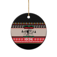 Hiking Christmas Ceramic Ornament with Mountains Trees and Winter Holiday Pattern - Wonder Print Shop