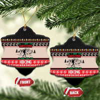 Hiking Christmas Ceramic Ornament with Mountains Trees and Winter Holiday Pattern - Wonder Print Shop