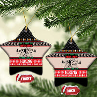 Hiking Christmas Ceramic Ornament with Mountains Trees and Winter Holiday Pattern - Wonder Print Shop