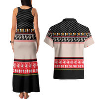 Hiking Christmas Couples Matching Tank Maxi Dress and Hawaiian Shirt with Mountains Trees and Winter Holiday Pattern - Wonder Print Shop