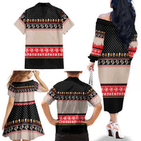 Hiking Christmas Family Matching Off The Shoulder Long Sleeve Dress and Hawaiian Shirt with Mountains Trees and Winter Holiday Pattern - Wonder Print Shop