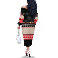Hiking Christmas Family Matching Off The Shoulder Long Sleeve Dress and Hawaiian Shirt with Mountains Trees and Winter Holiday Pattern - Wonder Print Shop