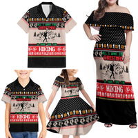 Hiking Christmas Family Matching Off Shoulder Maxi Dress and Hawaiian Shirt with Mountains Trees and Winter Holiday Pattern - Wonder Print Shop