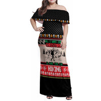 Hiking Christmas Family Matching Off Shoulder Maxi Dress and Hawaiian Shirt with Mountains Trees and Winter Holiday Pattern - Wonder Print Shop