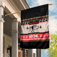 Hiking Christmas Garden Flag with Mountains Trees and Winter Holiday Pattern - Wonder Print Shop