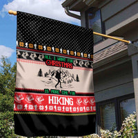 Hiking Christmas Garden Flag with Mountains Trees and Winter Holiday Pattern - Wonder Print Shop