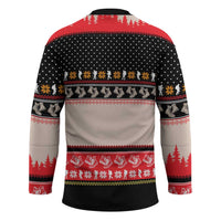Hiking Christmas Hockey Jersey with Mountains Trees and Winter Holiday Pattern - Wonder Print Shop
