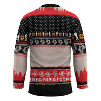 Hiking Christmas Hockey Jersey with Mountains Trees and Winter Holiday Pattern - Wonder Print Shop