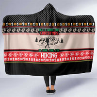 Hiking Christmas Hooded Blanket with Mountains Trees and Winter Holiday Pattern - Wonder Print Shop
