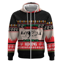 Hiking Christmas Hoodie with Mountains Trees and Winter Holiday Pattern - Wonder Print Shop