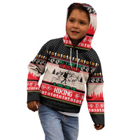 Hiking Christmas Kid Hoodie with Mountains Trees and Winter Holiday Pattern - Wonder Print Shop