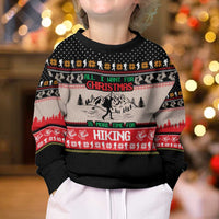Hiking Christmas Kid Ugly Christmas Sweater with Mountains Trees and Winter Holiday Pattern - Wonder Print Shop