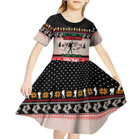 Hiking Christmas Kid Short Sleeve Dress with Mountains Trees and Winter Holiday Pattern - Wonder Print Shop