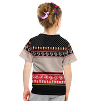 Hiking Christmas Kid T Shirt with Mountains Trees and Winter Holiday Pattern - Wonder Print Shop